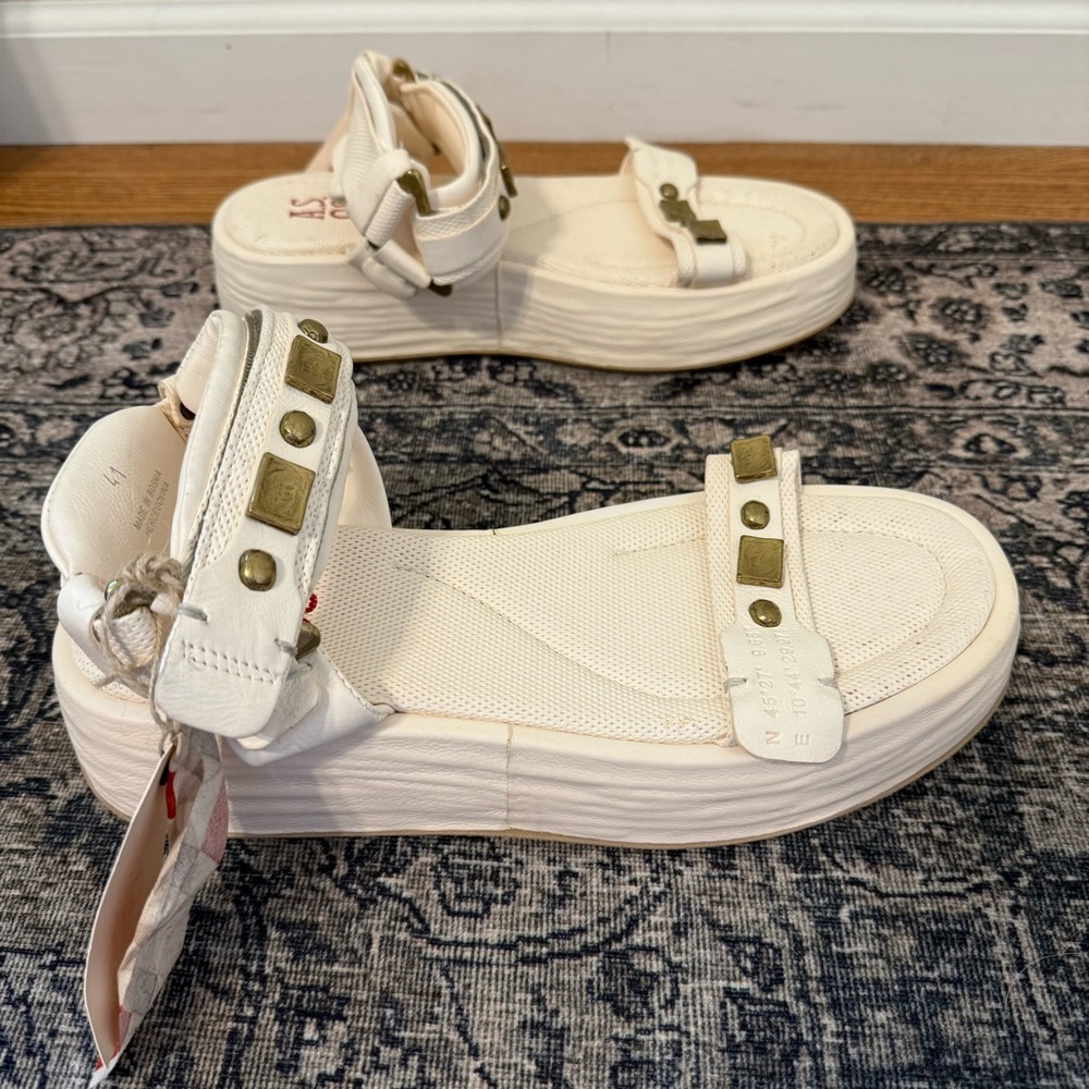 NWT A.S. 98 Size 41 / US 10.5-11 Fenix White Leather Platform European Sandals - Picture 8 of 10